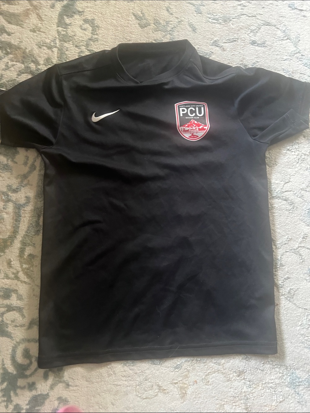 Nike Black Kids Short-Sleeve Soccer Jersey with PCU Crest